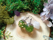 Load image into Gallery viewer, Green Reindeer Moss Drop Earrings
