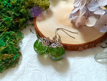 Load image into Gallery viewer, Green Reindeer Moss Drop Earrings
