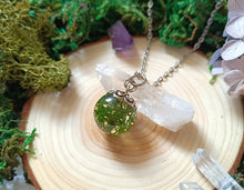 Load image into Gallery viewer, Green reindeer moss orb pendant
