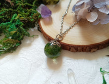 Load image into Gallery viewer, Green reindeer moss orb pendant
