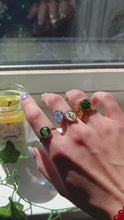 Load and play video in Gallery viewer, Green reindeer moss statement ring
