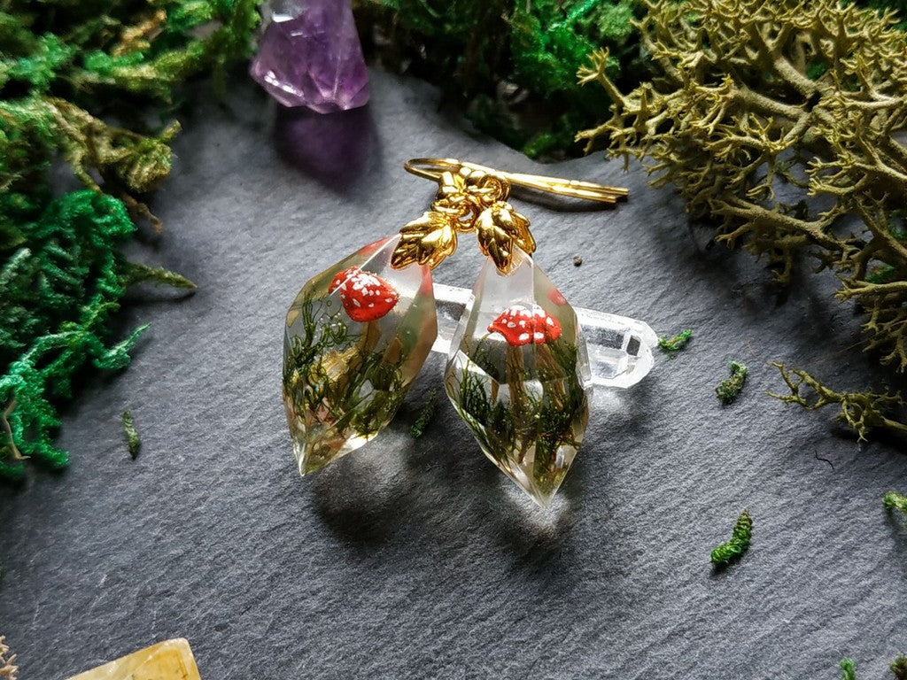 Amanita crystal earrings