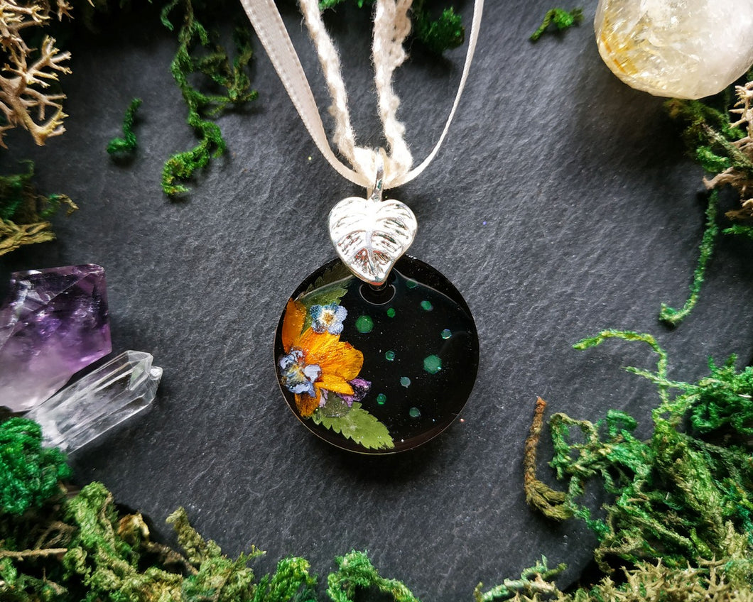 Floral moon pendant