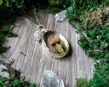 Load image into Gallery viewer, Mushroom pendant with a pinecone charm
