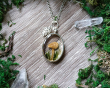 Load image into Gallery viewer, Mushroom pendant with a pinecone charm
