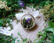 Load image into Gallery viewer, Fairy forest necklace with purple flowers
