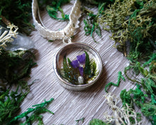 Load image into Gallery viewer, Fairy forest necklace with purple flowers
