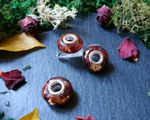 Load image into Gallery viewer, Red rose and gold flakes charm

