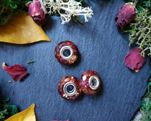 Load image into Gallery viewer, Red rose and gold flakes charm
