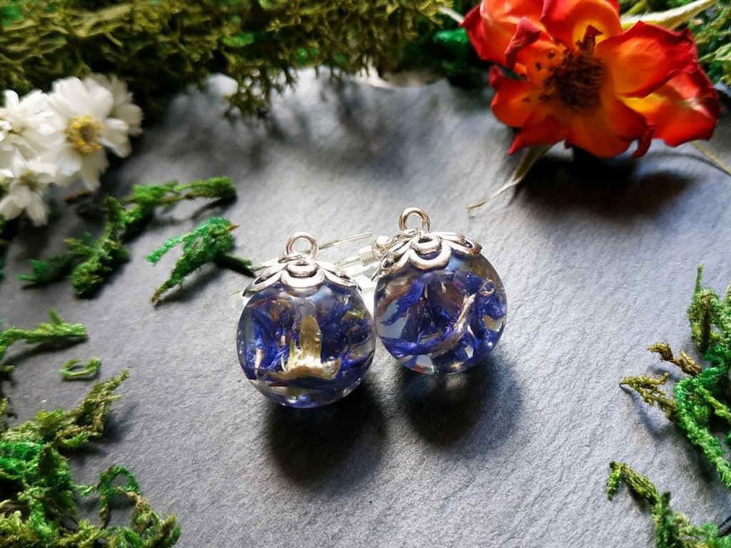 Cornflower petal drop earrings